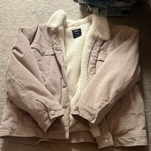 Cotton On Sherpa Lined Beige/Stone Corduroy Jacket